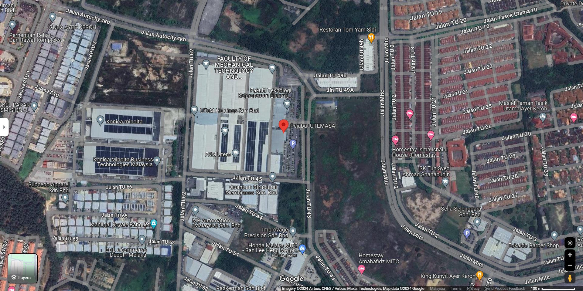 Lokasi Pejabat UTeMASA, Kampus Teknologi, UTeM